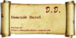 Demcsák Dezső névjegykártya